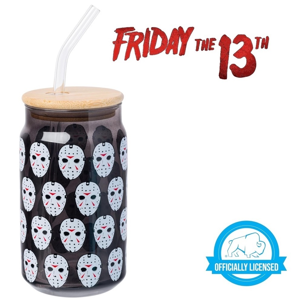 Friday The 13th - Silver Buffalo - Jason Vorhees Glass Jar Tumbler - BNIB